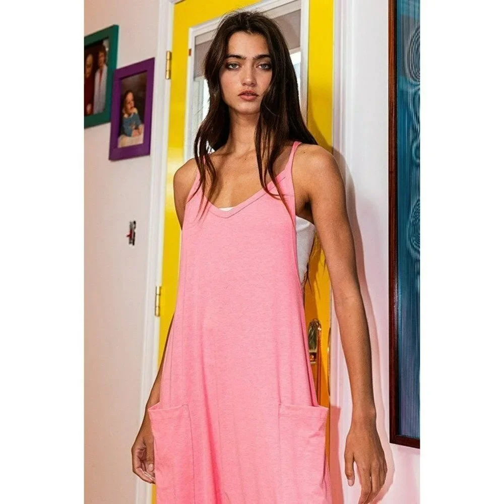 Hot for Harem Drop Crotch Jumpsuit in Neon Pink